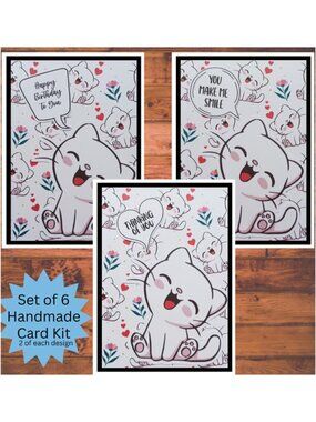 Singing Cat Handmade DIY Card Kit, Paper Crafting Set with Envelopes
